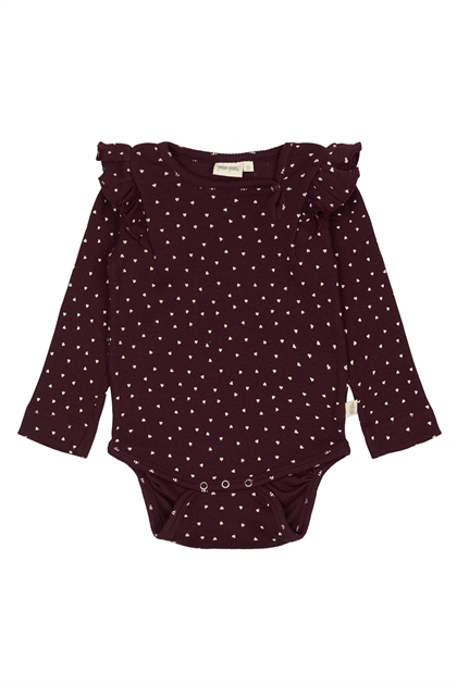 Petit Piao Body Modal Frill Heart - Dark Grape/ White 
